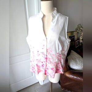 Sweet Pink Floral Sleeveless Cotton Blouse